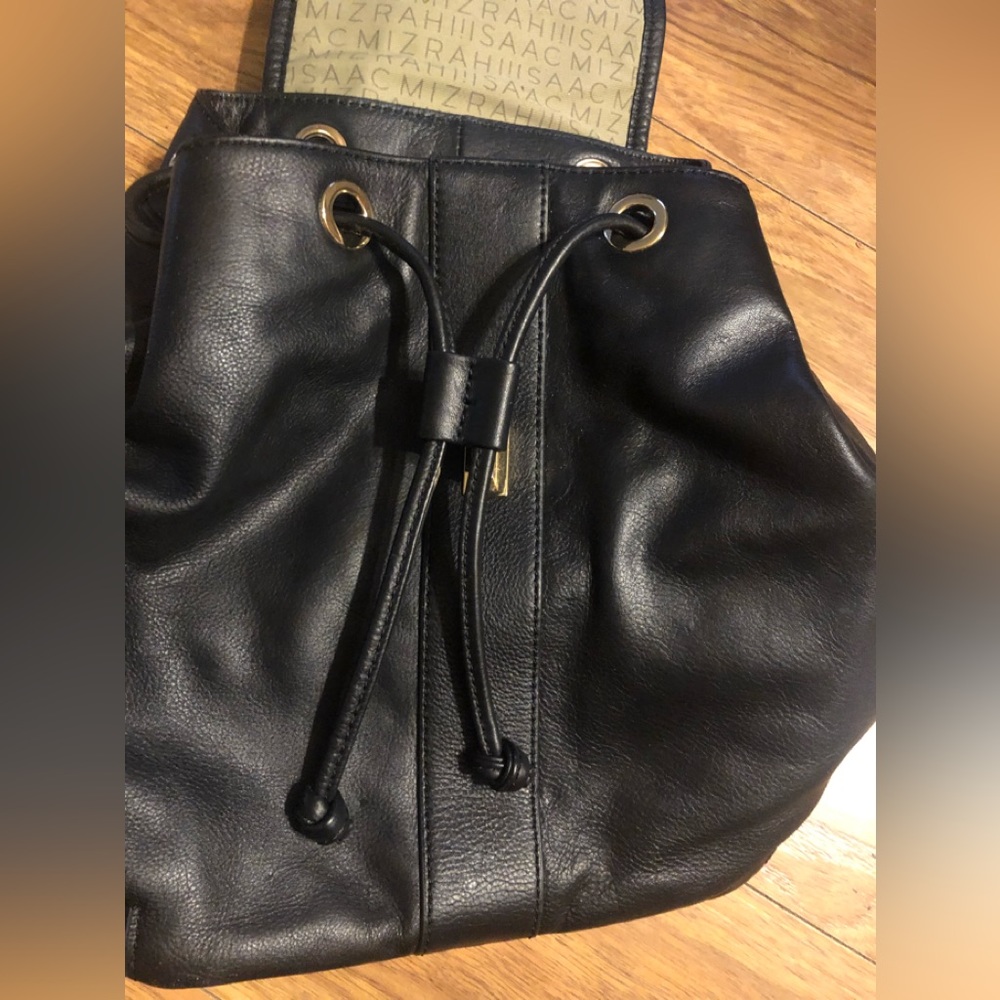 Isaac Mizrahi Genuine Leather Black Backpack